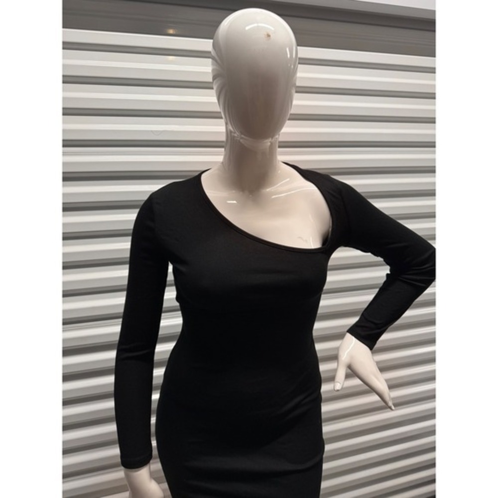 Micas Asymmetrical Neck Slit‎ Maxi Dress Black size L - Picture 9 of 14